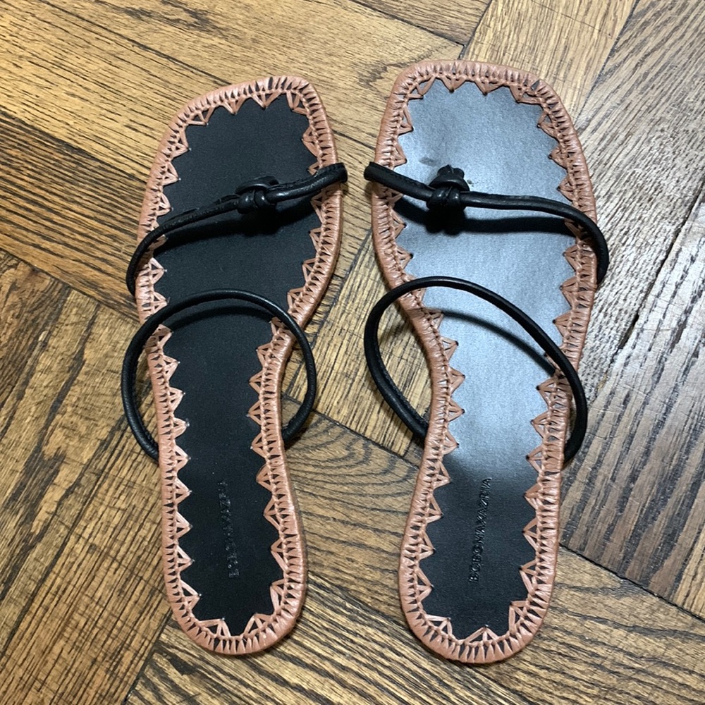 Bcbgmaxazria raffia whipstitch leather sandal